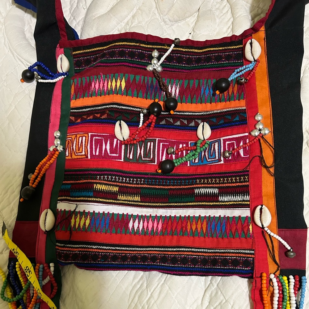 Colorful Folk Beaded Women's Bag shells, bell & beads!
Handmade.